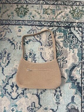 THE SAK Beige Crochet Shoulder Bag - Classic Woven Style